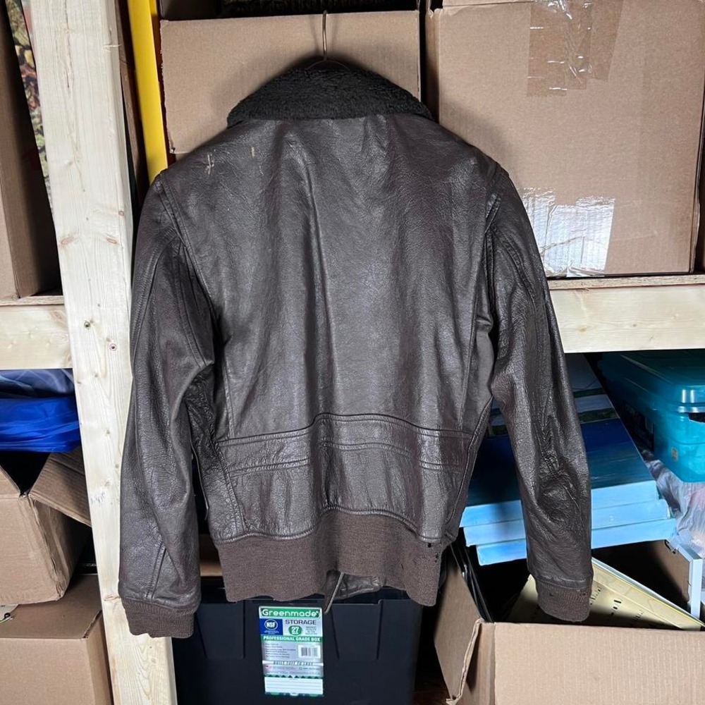 Vintage 70s G1 Brill Bros Goatskin Leather Bomber Jacket with Black Collar - Picture 2 of 8
